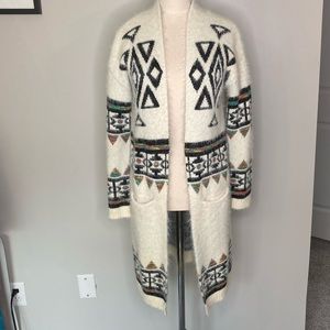 Sequin Hearts Fuzzy Aztec Duster Cardigan Soft S